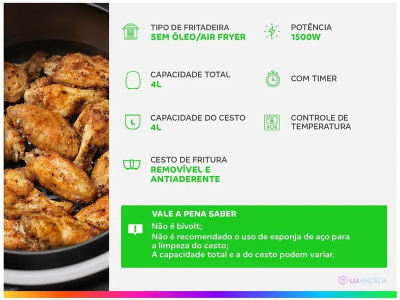 Fritadeira Elétrica sem Óleo Air Fryer Mondial - 220V