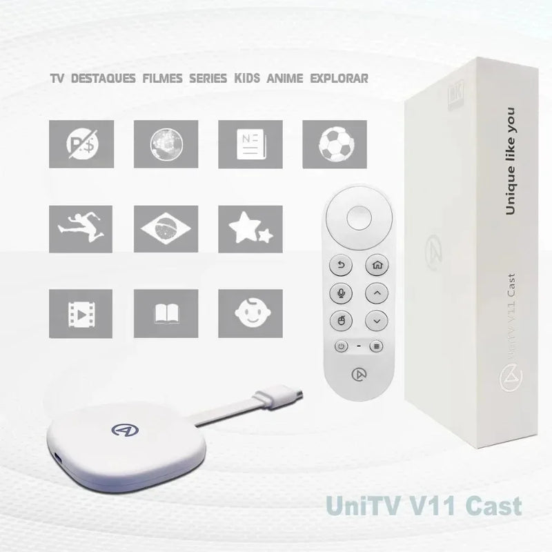 UNITV V11 – Conversor Smart TV Box Android 11, Wi-Fi, Assista Filmes, Séries, Desenhos e Canais em 1 Só Lugar