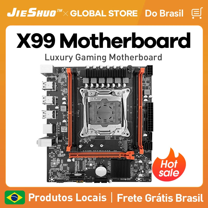 JIESHU X99 Placa-Mãe Gamer USB3.0 Memória DDR4 Dual Channel PCIEx16 LGA2011-3 Suporte M.2 NVME para Componentes de Computador Desktop