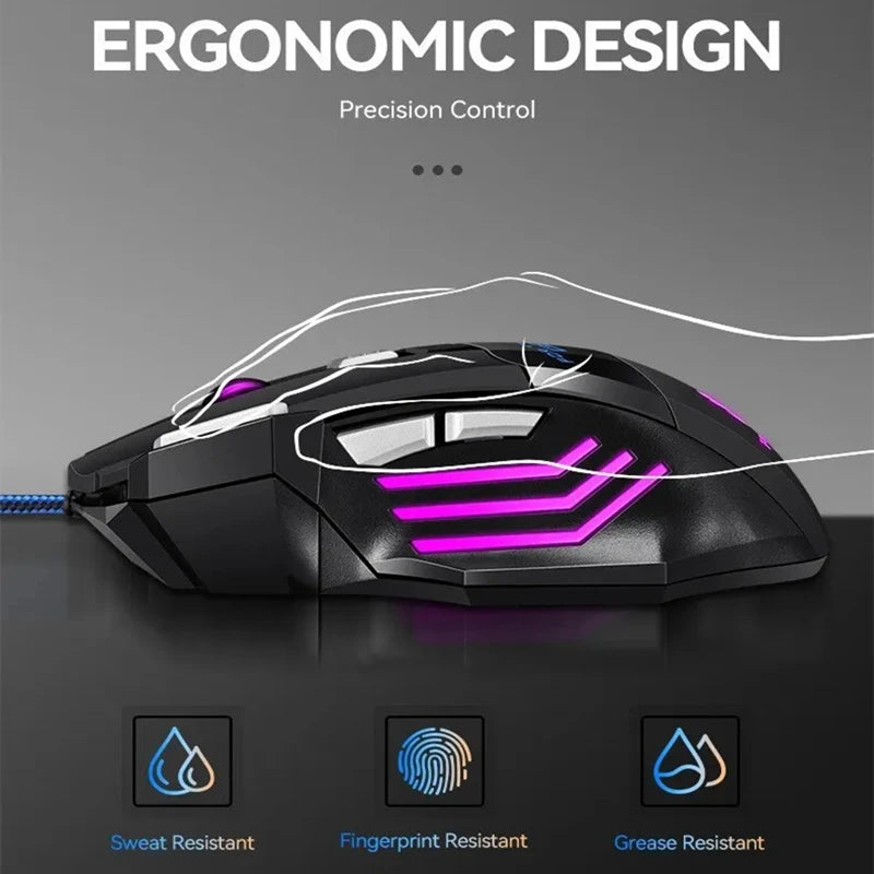 Mouse Brasil X7 Botão Retroiluminado Mouse Ergonômico 5500 DPI Mouse Ajustável Adequado para PC, Laptop e Desktop
