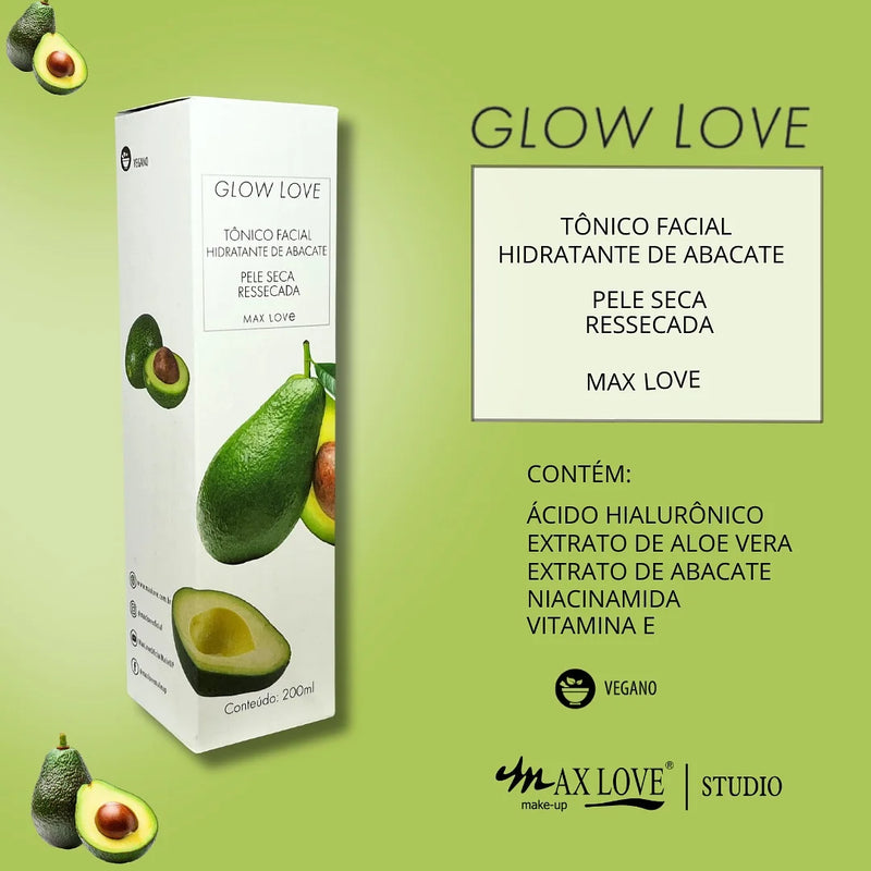 Kit Completo 5 Itens – Linha Glow Love Abacate, Max Love