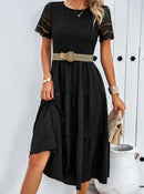 Vestido Elegante Feminino – Decote Vazado, Modelo A-Line, Temperamento, Casual, Verão, Nova Moda