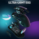 Mouse Gamer sem Fio ATTACK SHARK X11 PixArt PAW3311, com três modos, base de carregamento, sensor para jogos, Bluetooth / 2.4G