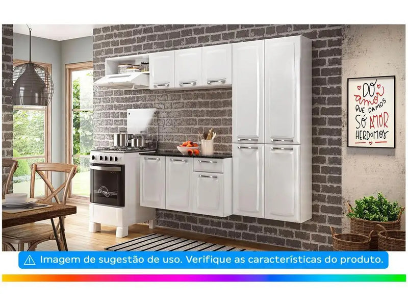 Cozinha Compacta Itatiaia Amanda Aço com Balcão, 10 Portas e 1 Gaveta