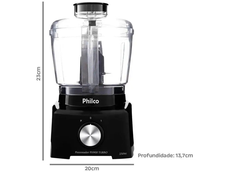 Processador de Alimentos Philco Mini – 300W  Modelo PH900 Turbo – 3 em 1 – Preto – 220V
