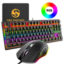 Kit teclado mecânico e mouse gamer 3200 DPI com fio ABNT2, iluminação LED RGB, switch azul, 60%, preto, Be-K1 Luuk Young