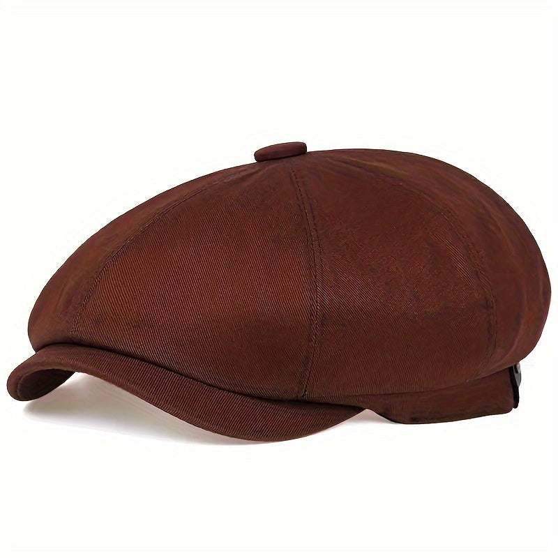 Boina retrô masculina em espinha de peixe - Boina casual preta com estilo vintage, poliéster tricotado, perfeita para o Dia dos Namorados, uso diário | Boina vintage | Textura tricotada