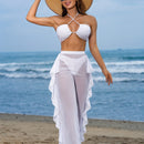 Conjunto de Biquíni Feminino 3 Peças de Cor Sólida